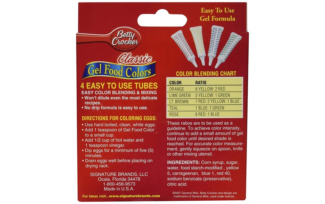 Betty Crocker Classic Gel Food Colours    Box  77 grams